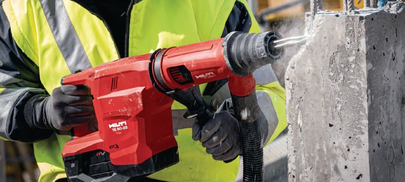 Perforateur sans fil TE 60-22 Puissant perforateur sans fil SDS Max (TE-Y) avec réduction active des vibrations et système anti-torsion pour le forage et le burinage intensifs dans le béton (Nuron) Applications 1